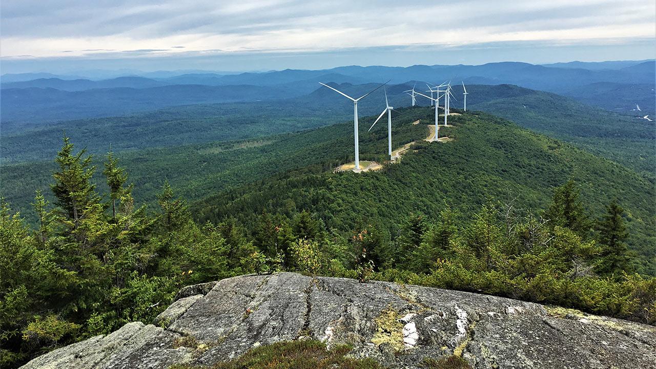 View of Saddleback Ridge Wind from Saddleback Mountain to the north