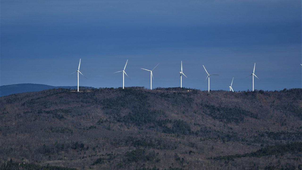 Western view of Canton Mountain Wind while conducting an eagle aerial nest survey from a helicopter